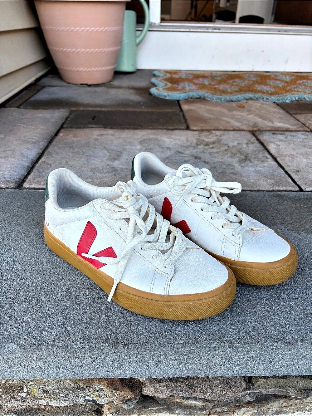 Veja Campo Leather Sneakers White & Red Sneakers